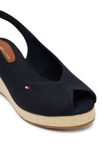 TOMMY HILFIGER - Tommy Hilfiger Sandały Flag Mid Wedge Espad Slingback FW0FW08595 Granatowy. Kolor: niebieski. Materiał: materiał