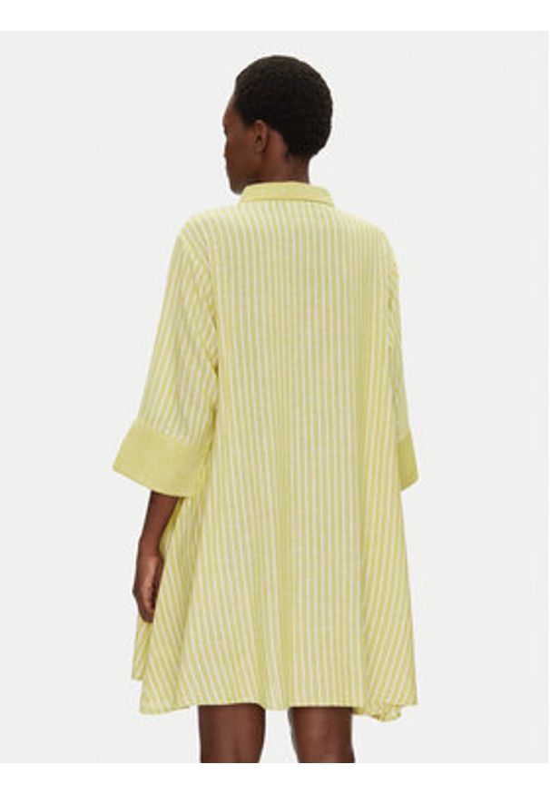 Iconique Sukienka koszulowa IC25-026 Zielony Relaxed Fit. Kolor: zielony. Materiał: bawełna. Typ sukienki: koszulowe