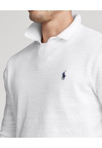 Ralph Lauren - RALPH LAUREN - Biały sweter męski. Typ kołnierza: polo. Kolor: biały. Materiał: len, materiał. Wzór: haft, ze splotem. Styl: klasyczny #2