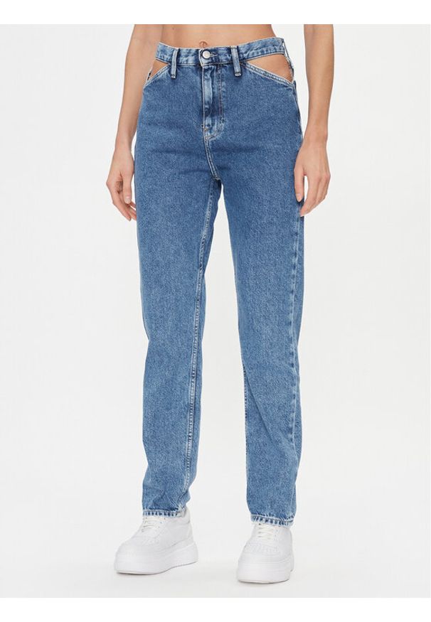 Calvin Klein Jeans Jeansy Authentic Slim Straight Cut Out J20J222433 Niebieski Slim Fit. Kolor: niebieski