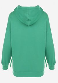 Born2be - Zielona Bluza Oversize z Kapturem Kulsum. Typ kołnierza: kaptur. Kolor: zielony. Materiał: tkanina, bawełna. Długość: długie. Wzór: gładki, jednolity #7
