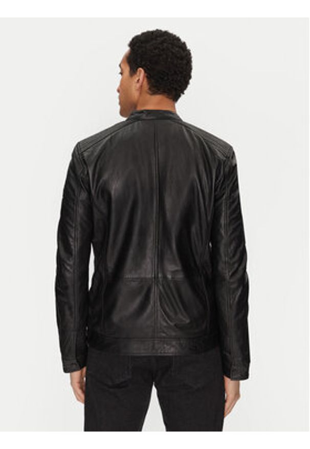 Mustang Kurtka skórzana 310-24-055 Czarny Regular Fit. Kolor: czarny. Materiał: skóra
