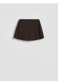 Reserved - Plisowane spódnico-szorty - ciemnobrązowy. Kolor: brązowy. Materiał: wiskoza, tkanina #1