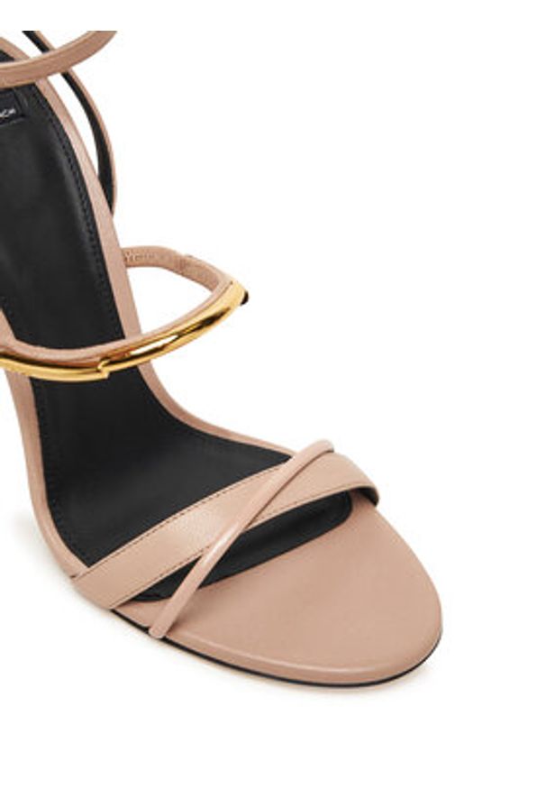 Elisabetta Franchi Sandały SA-14C-57E2-V620 Beżowy. Kolor: beżowy. Materiał: skóra