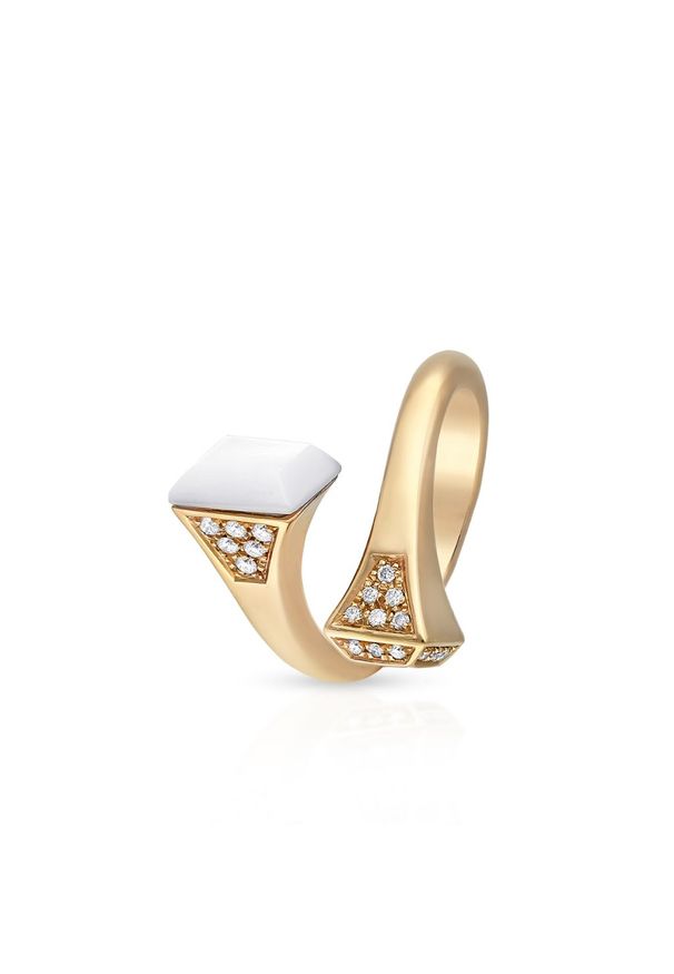 W.KRUK Piękny Pierścionek Złoty - złoto 750, Brylant 0,19ct,masa perłowa - ZCR/PB+132R. Materiał: złote. Kolor: biały, złoty, wielokolorowy. Wzór: aplikacja. Kamień szlachetny: perła, brylant