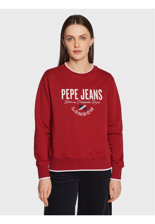 Pepe Jeans Bluza Charline PL581245 Czerwony Regular Fit. Kolor: czerwony. Materiał: bawełna