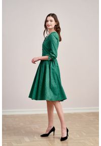 Marie Zélie - Sukienka Odette Idella zielona. Kolor: zielony. Materiał: bawełna, satyna, skóra, materiał #6