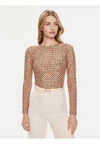 Elisabetta Franchi Body BO-014-42E2-6001 Brązowy Slim Fit. Kolor: brązowy. Materiał: syntetyk