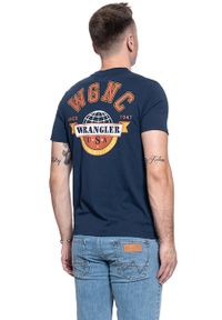 Wrangler - T-SHIRT MĘSKI WRANGLER SS GLOBE TEE DRESS BLUE W7C8FKX20. Kolor: niebieski #3