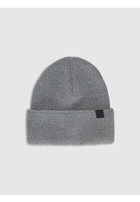 4f - 4F Czapka beanie z wełną merino uniseks - szara Uniwersalny. Kolor: szary. Materiał: wełna. Sezon: zima. Styl: casual, klasyczny #1