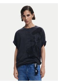 Desigual T-Shirt Donald 25SWTKAH Szary Loose Fit. Kolor: szary. Materiał: bawełna