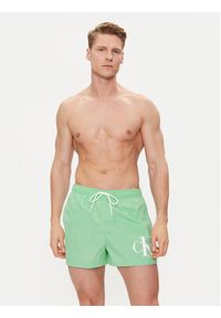 Calvin Klein Swimwear Szorty kąpielowe KM0KM00967 Zielony Regular Fit. Kolor: zielony. Materiał: syntetyk #2