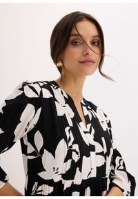 bonprix - Długa sukienka z lejącej wiskozy. Typ kołnierza: dekolt w serek. Kolor: czarny. Materiał: wiskoza. Wzór: kwiaty. Sezon: lato. Długość: maxi #2