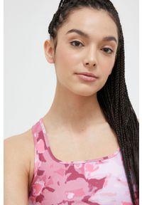 CASALL - Casall top do jogi kolor różowy. Kolor: różowy. Materiał: skóra, dzianina, materiał, włókno. Długość rękawa: na ramiączkach. Wzór: ze splotem #2