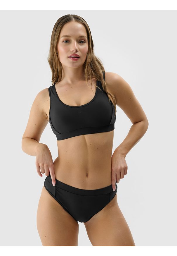 4f - 4F Góra od bikini damska - czarna XL. Kolor: czarny. Materiał: syntetyk, włókno, elastan, materiał. Wzór: jednolity