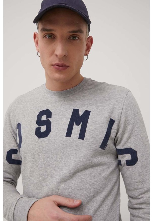 Only & Sons bluza męska kolor szary z aplikacją. Okazja: na co dzień. Kolor: szary. Materiał: bawełna, dzianina. Wzór: aplikacja. Styl: casual