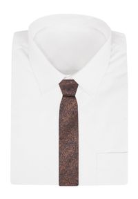 Krawat Męski - Czekoladowy Brąz z Kwiatowym Wzorem - Alties. Kolor: brązowy, beżowy, wielokolorowy. Materiał: tkanina. Wzór: kwiaty. Styl: wizytowy, elegancki #5