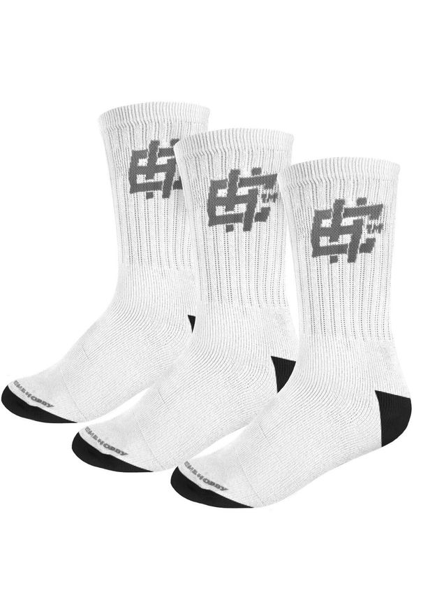 Skarpetki Sportowe Męskie długie EXTREME HOBBY HASHTAG – zestaw 3 par. Kolor: biały. Sport: fitness, turystyka piesza