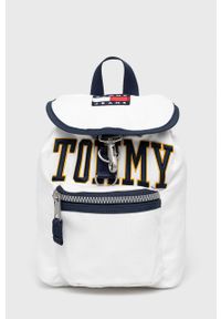 Tommy Jeans plecak damski kolor biały mały z aplikacją. Kolor: biały. Materiał: poliester. Wzór: aplikacja