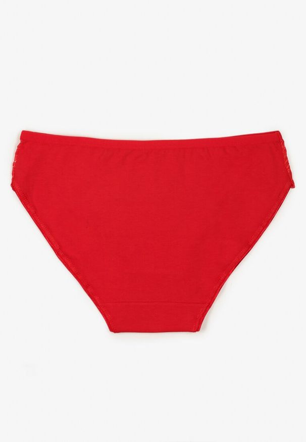 Born2be - Czerwone Gładkie Majtki Figi z Bawełny Venessila. Kolor: czerwony. Materiał: bawełna. Wzór: gładki