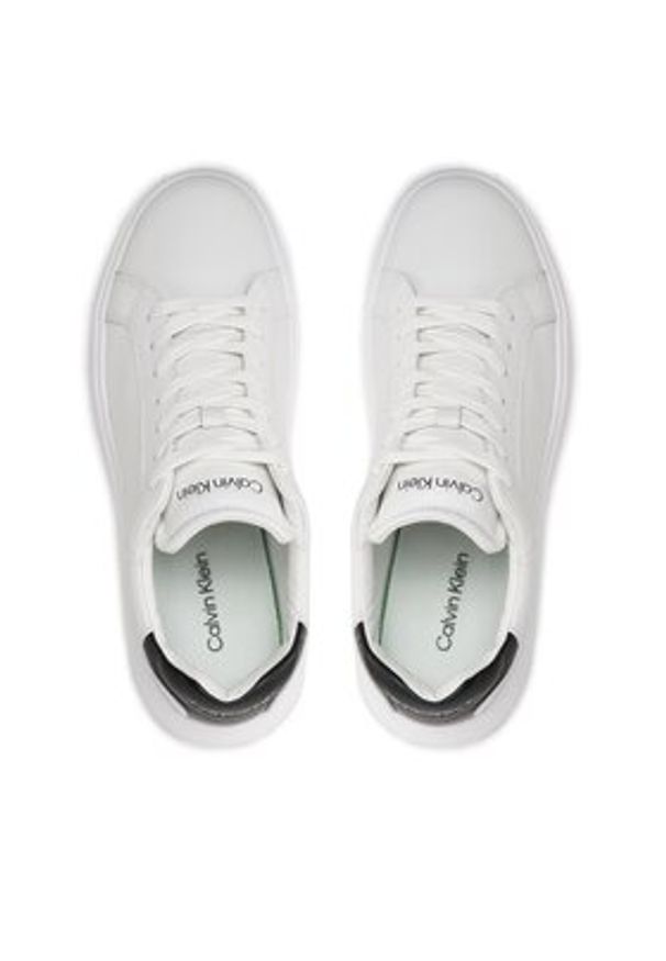 Calvin Klein Sneakersy Low Top Lace Up Lth HM0HM01016 Biały. Kolor: biały. Materiał: skóra
