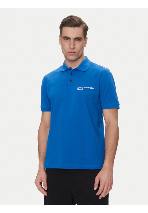Karl Lagerfeld Jeans Polo A2M17094 Niebieski Regular Fit. Typ kołnierza: polo. Kolor: niebieski. Materiał: bawełna