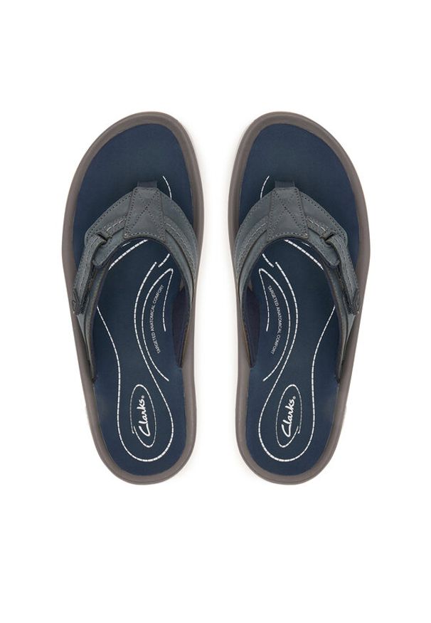 Clarks Japonki Wesley Sun 26181916 Granatowy. Kolor: niebieski. Materiał: skóra