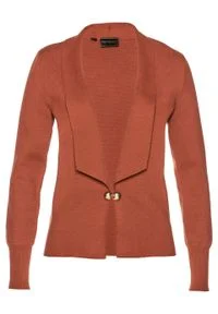 Sweter rozpinany w fasonie żakietu bonprix Sweter rozp czer.kwar-zł. Kolor: brązowy #1