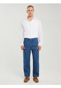 Big-Star - Jeansy męskie loose w prążek granatowe Temir 540. Okazja: na co dzień. Stan: podwyższony. Kolor: niebieski. Wzór: prążki. Styl: elegancki, casual, klasyczny #7