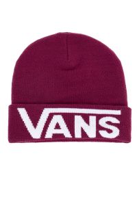 Vans - Czapka Beanie Drop V Tall Cuff VN0A5FI3Y7Y1 - fioletowa. Kolor: fioletowy. Materiał: nylon, dzianina, akryl, elastan. Wzór: aplikacja. Sezon: zima. Styl: klasyczny