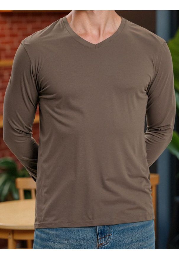 Sinsay - Bawełniana koszulka basic - brązowy. Kolor: brązowy. Materiał: bawełna