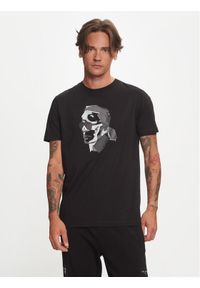 Karl Lagerfeld - KARL LAGERFELD T-Shirt 755060 544242 Czarny Regular Fit. Typ kołnierza: dekolt w karo. Kolor: czarny. Materiał: bawełna #1