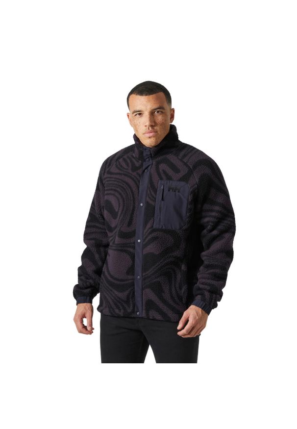 Bluza dresowa z nadrukiem Helly Hansen Panorama Pile Snap. Kolor: fioletowy. Materiał: dresówka. Wzór: nadruk. Sport: turystyka piesza