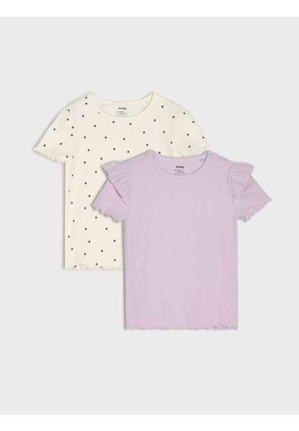 Sinsay - Prążkowana koszulka 2 pack - wielobarwny. Materiał: prążkowany