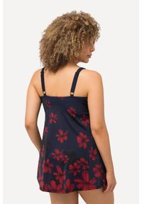 ULLA POPKEN - Damska Sukienka Kąpielowa kwiaty miękkie miseczki regulowane ramiączka. Kolekcja: plus size. Kolor: niebieski. Materiał: poliester, elastan, poliamid, materiał. Wzór: kwiaty