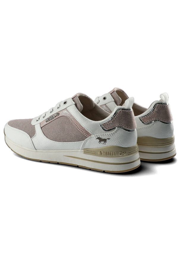 Biało-Różowe Sneakersy Damskie Mustang Lekkie Buty. Okazja: na co dzień. Kolor: biały. Materiał: guma, skóra ekologiczna, materiał. Szerokość cholewki: normalna. Styl: casual