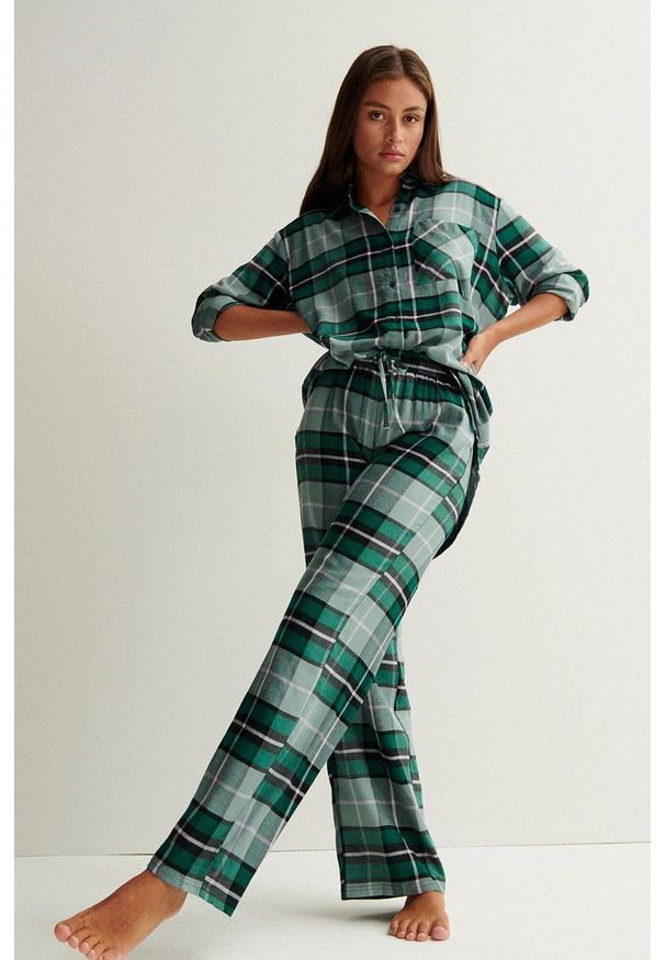 Undiz Spodnie piżamowe damskie kolor zielony. Kolor: zielony. Materiał: materiał, wiskoza