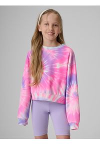 4f - 4F Bluza dresowa loose bez kaptura dziewczęca - multikolor 146/152 (10-12 lat). Okazja: na co dzień. Typ kołnierza: bez kaptura. Kolor: wielokolorowy. Materiał: dresówka. Długość: krótkie. Wzór: nadruk. Sezon: lato. Styl: klasyczny, casual #1