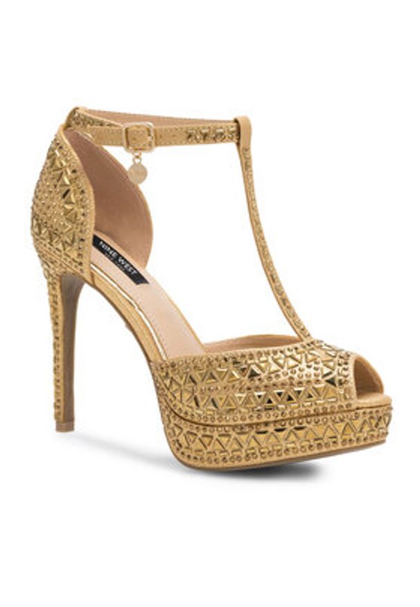 Nine West Sandały NISA SY015-1NW Złoty. Kolor: złoty. Materiał: materiał