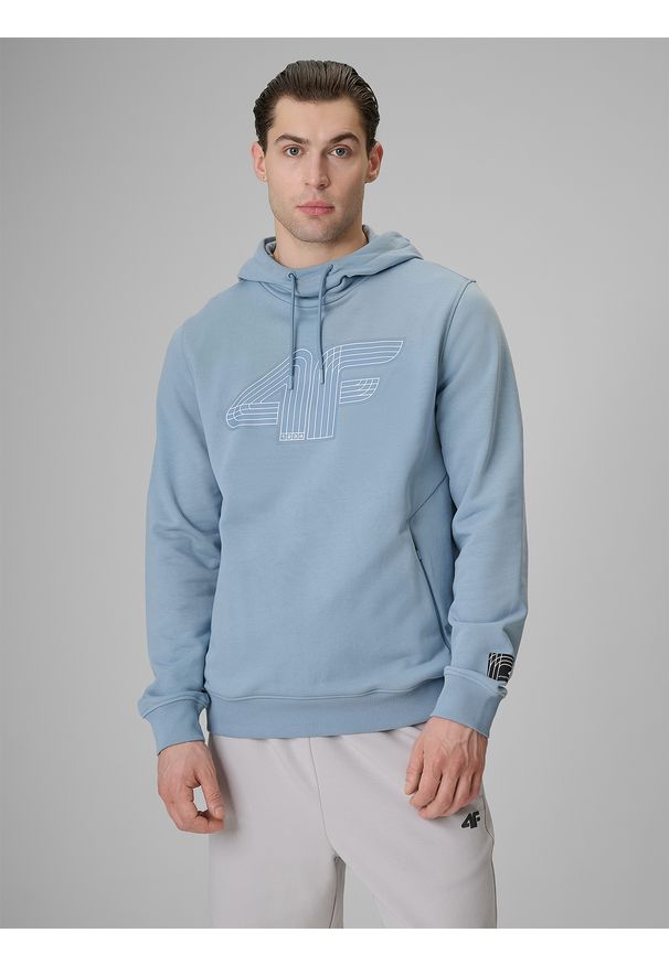 4f - 4F Bluza dresowa regular z kapturem męska - niebieska XXL. Okazja: na co dzień, na spacer. Typ kołnierza: kaptur. Kolor: niebieski. Materiał: dresówka. Styl: casual, sportowy