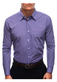 Ombre Clothing - Koszula męska z długim rękawem K665 - fioletowa - 38/170-176. Kolor: fioletowy. Materiał: elastan, bawełna. Długość rękawa: długi rękaw. Długość: długie