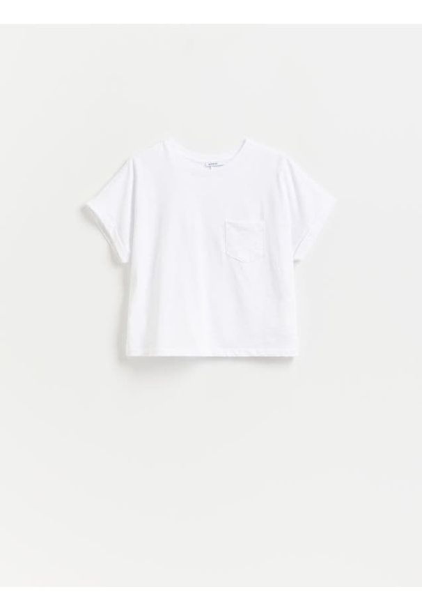 Reserved - T-shirt z kieszonką - biały. Kolor: biały. Materiał: bawełna