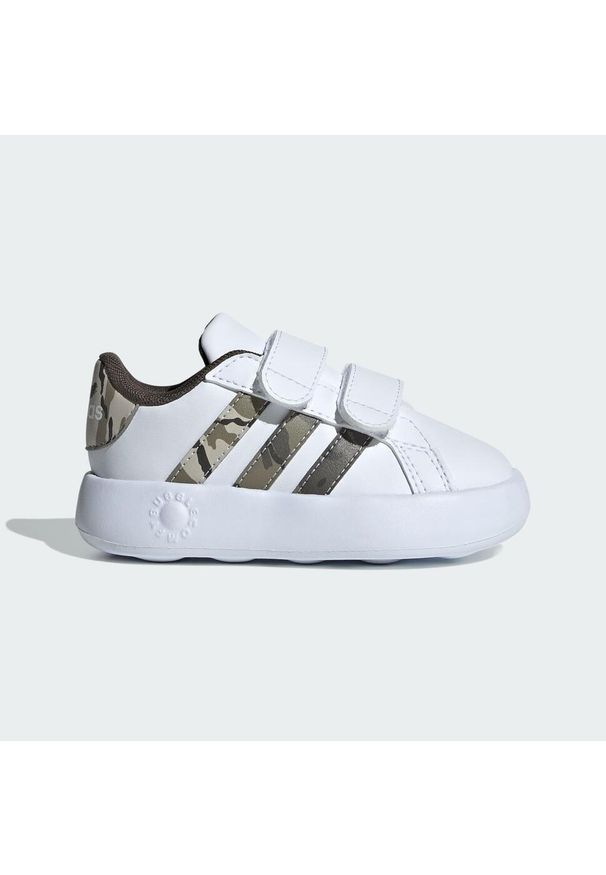 Adidas - Buty Grand Court 2.0 Kids. Zapięcie: pasek. Kolor: biały, wielokolorowy, beżowy, szary. Materiał: materiał