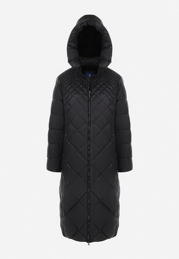 Born2be - Czarna Kurtka Długa Pikowana z Kapturem Conn. Typ kołnierza: kaptur. Kolor: czarny. Długość: długie
