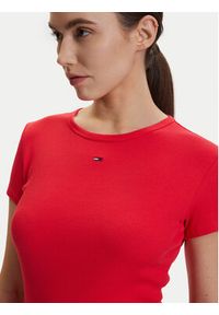 TOMMY HILFIGER - Tommy Hilfiger T-Shirt DW0DW17383 Czerwony Slim Fit. Kolor: czerwony. Materiał: bawełna #2