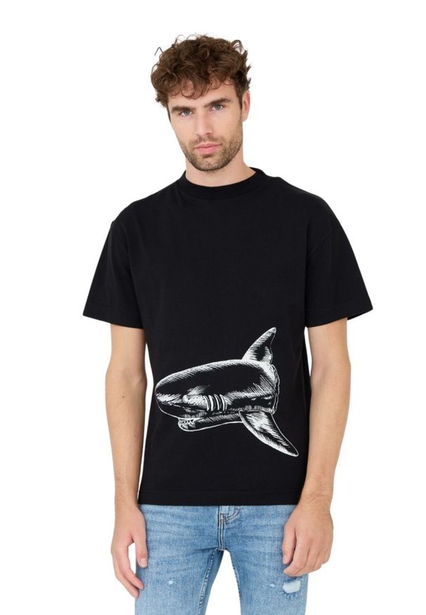 PALM ANGELS Czarny męski t-shirt Broken Shark Classic Tee, Rozmiar L. Kolor: czarny