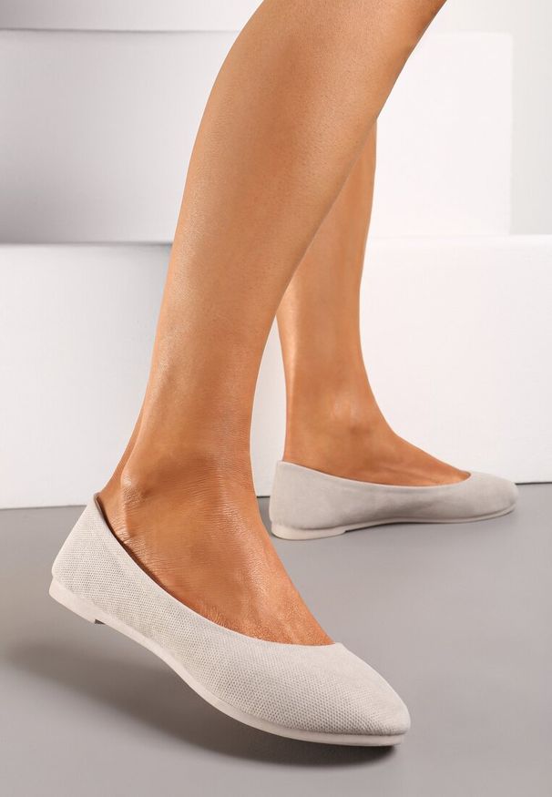 Renee - Jasnoszare Balerinki Gibbs. Nosek buta: okrągły. Zapięcie: bez zapięcia. Kolor: szary. Materiał: materiał. Obcas: na płaskiej podeszwie. Styl: elegancki, klasyczny