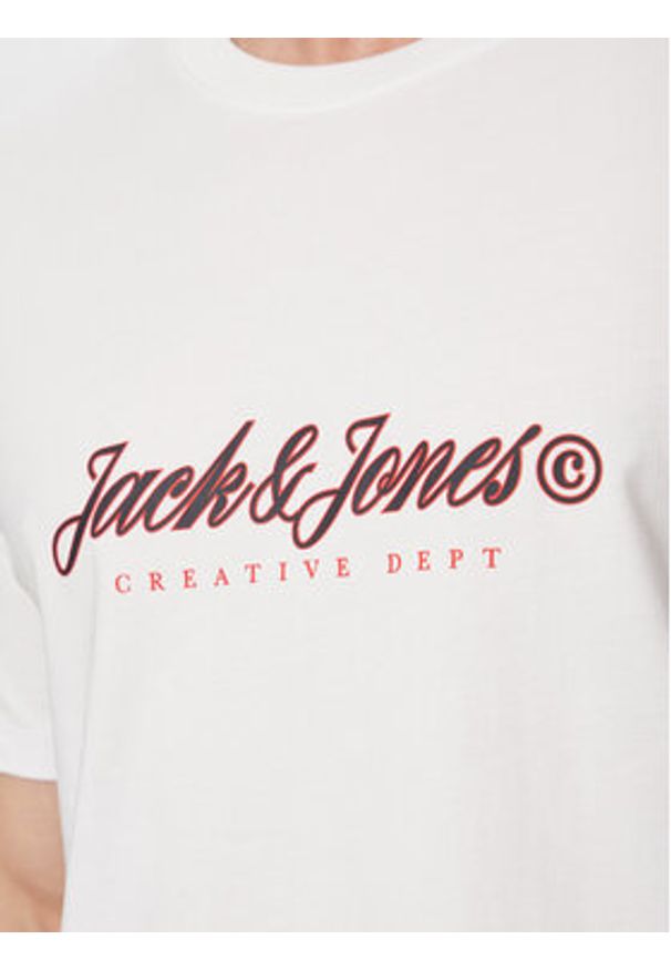 Jack & Jones T-Shirt Montauk Type 12290887 Biały Regular Fit. Kolor: biały. Materiał: bawełna