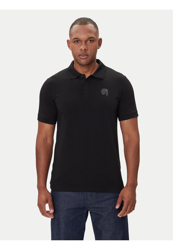 Karl Lagerfeld - KARL LAGERFELD Polo 745020 554235 Czarny Regular Fit. Typ kołnierza: polo. Kolor: czarny. Materiał: bawełna