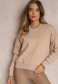 Renee - Ciemnobeżowa Bluza z Polarową Podszewką Heseh. Okazja: na co dzień. Kolor: beżowy. Materiał: polar. Długość rękawa: długi rękaw. Długość: długie. Wzór: gładki, jednolity. Sezon: zima, jesień. Styl: klasyczny, casual #5
